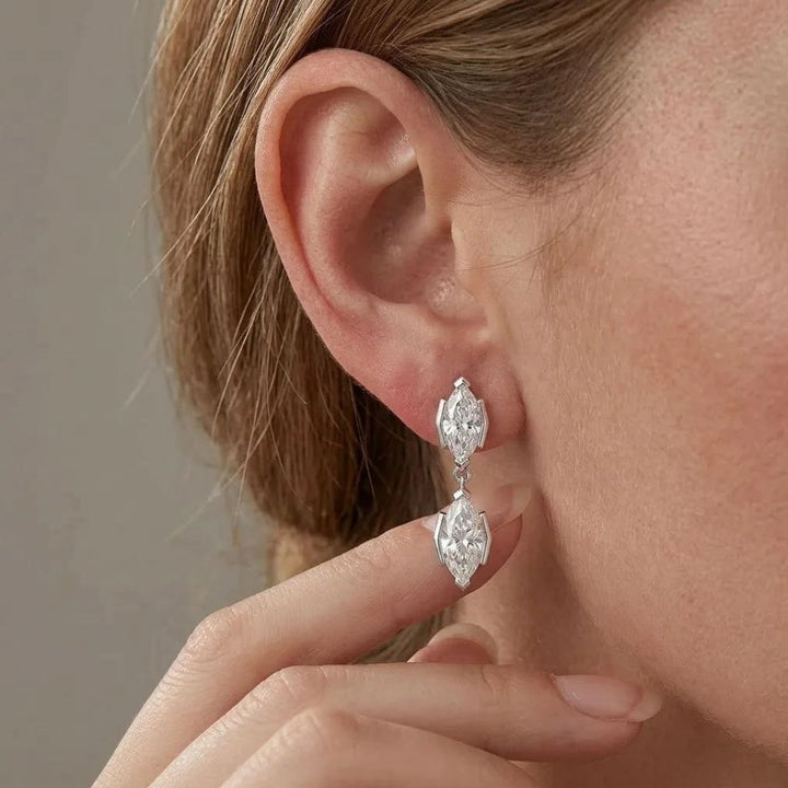 Harper Marquise Cut Moissanite Earrings Gold