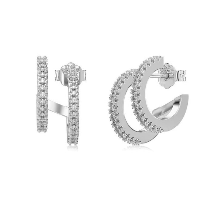 Huggie Look Illusion Earrings Silver