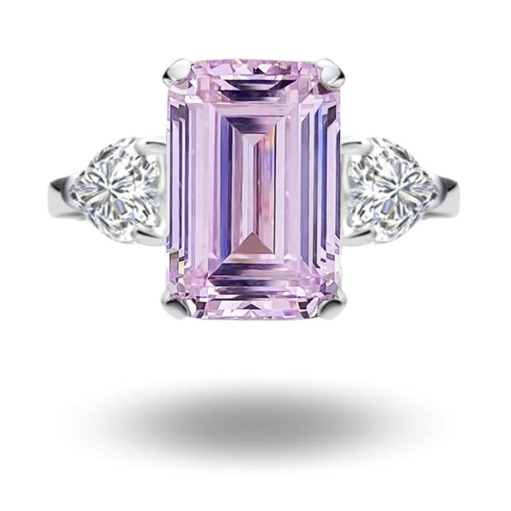 Kasia Emerald Cut Trilogy Ring Pink