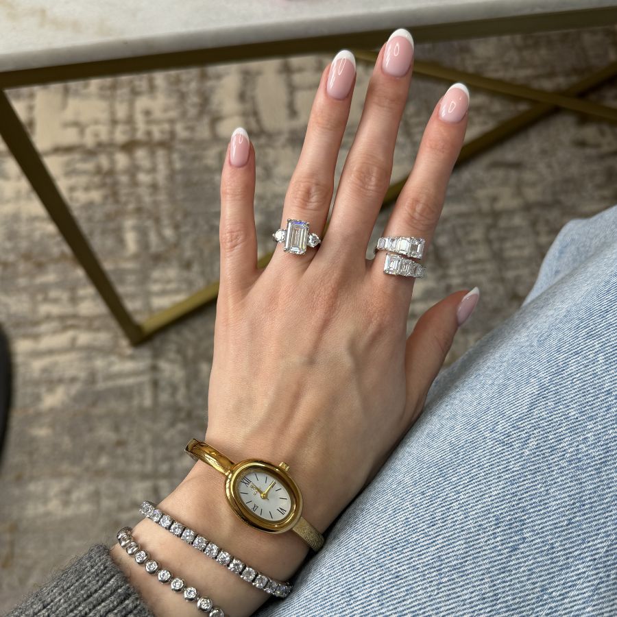 Kasia Emerald Cut Trilogy Ring