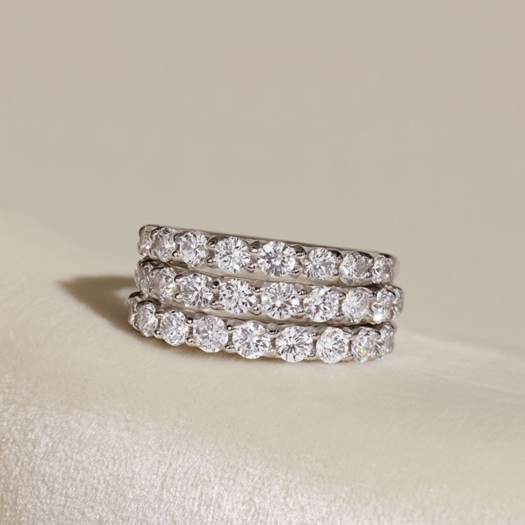 Kova Half Eternity Moissanite Ring Silver