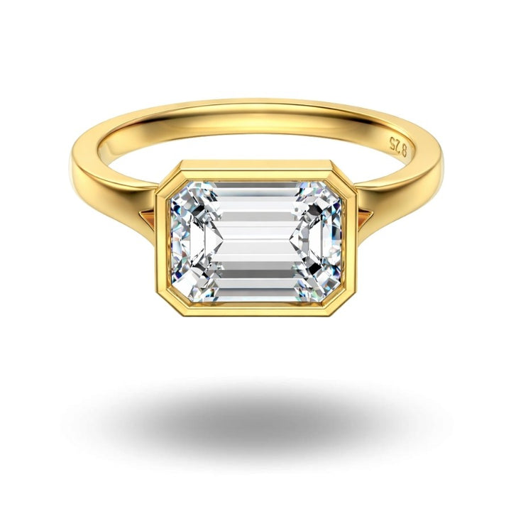 Lana East West Emerald Cut Bezel Set Ring Gold