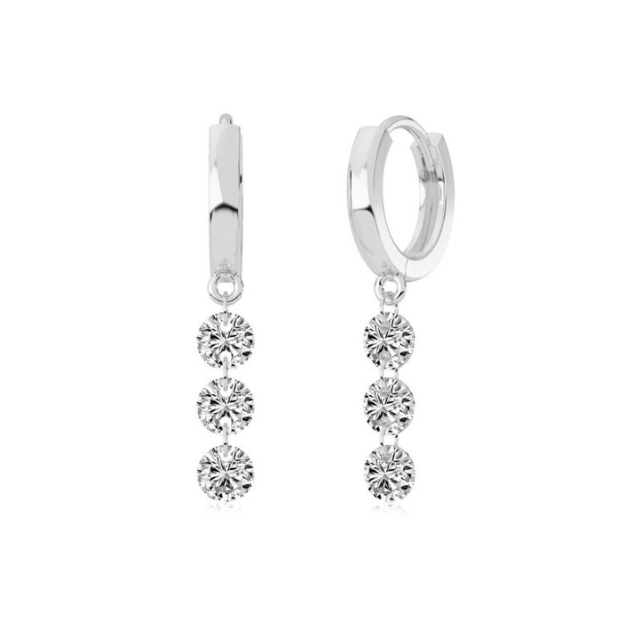 Lori Brilliant Cut Huggie Earrings Silver