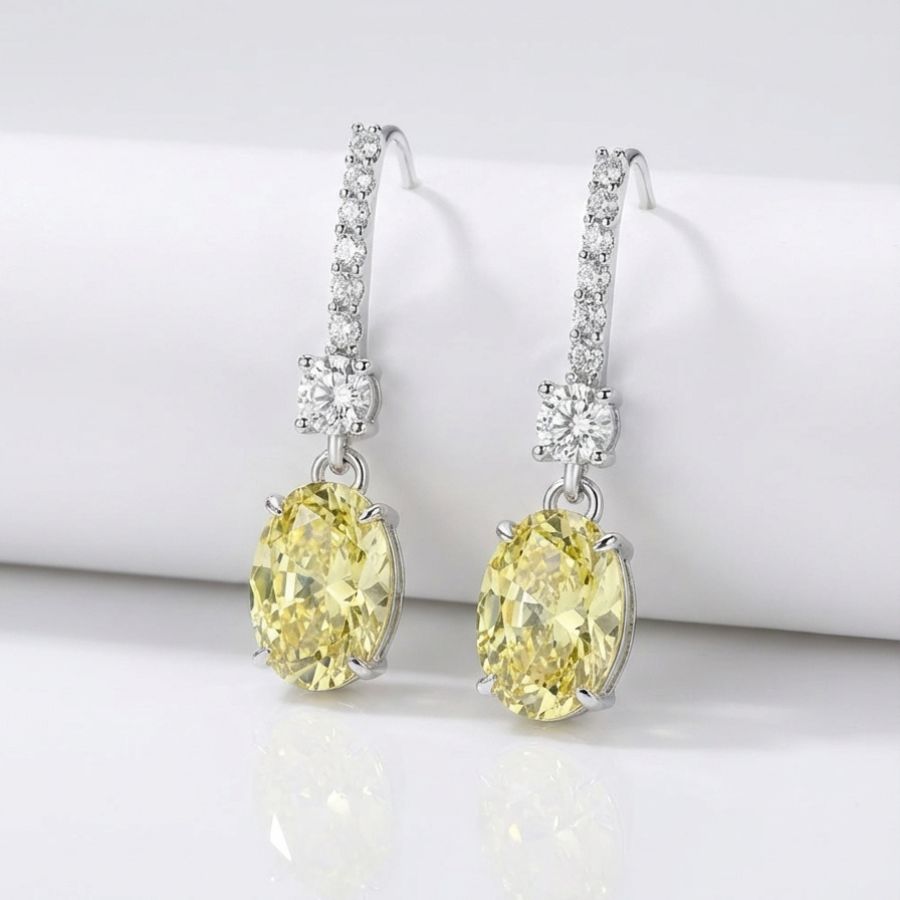 Lucia Oval Cut Drop Earrings Yellow
