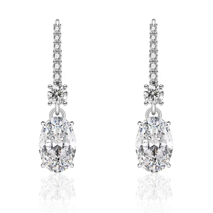 Lucia Oval Cut Drop Earrings Silver