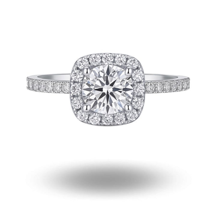 Lumiere Brilliant Cut Halo Ring Silver