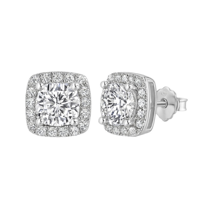 Lumiere Brilliant Halo Earrings Silver