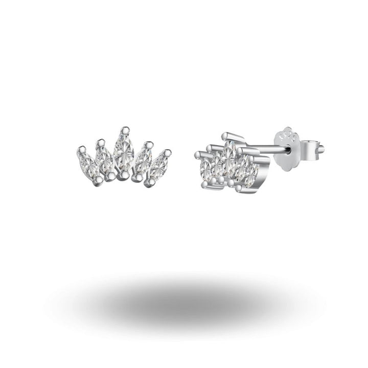 Mali Crown Stud Earrings Silver