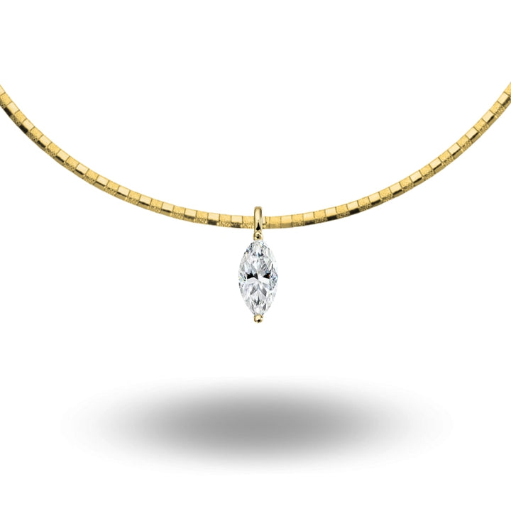 Marquise Cut Moissanite Pendant Necklace Gold