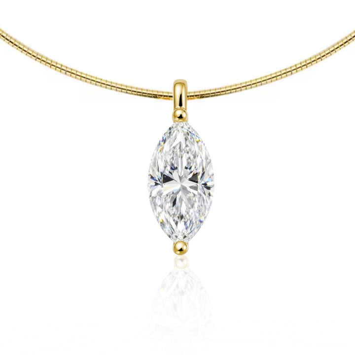 Marquise Cut Moissanite Pendant Necklace Gold