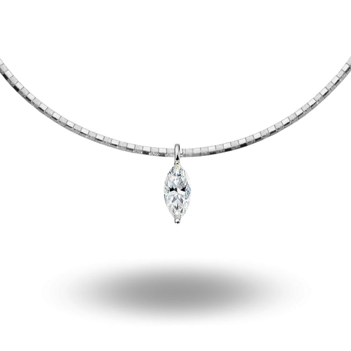 Marquise Cut Moissanite Pendant Necklace Silver