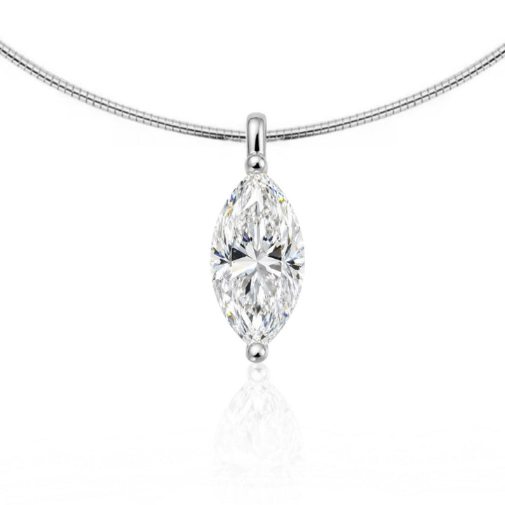 Marquise Cut Moissanite Pendant Necklace Silver