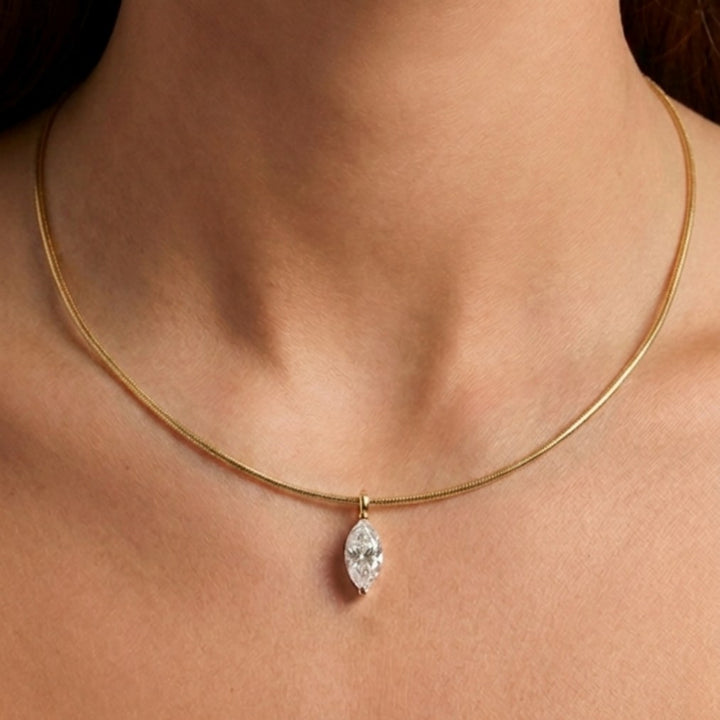 Marquise Cut Moissanite Pendant Necklace Gold
