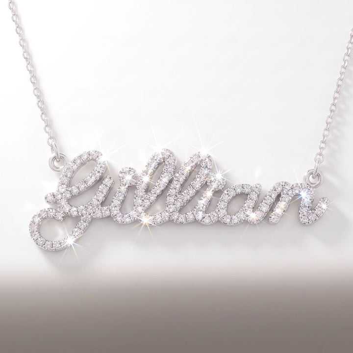 Moissanite Pave Name Necklace