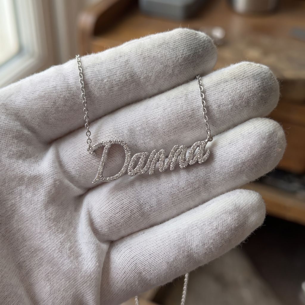 Moissanite Pave Name Necklace