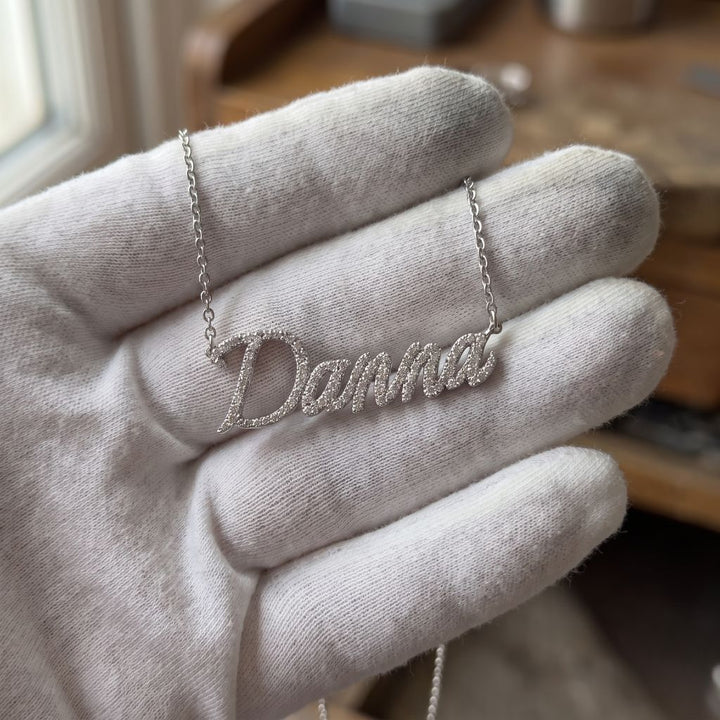 Moissanite Pave Name Necklace