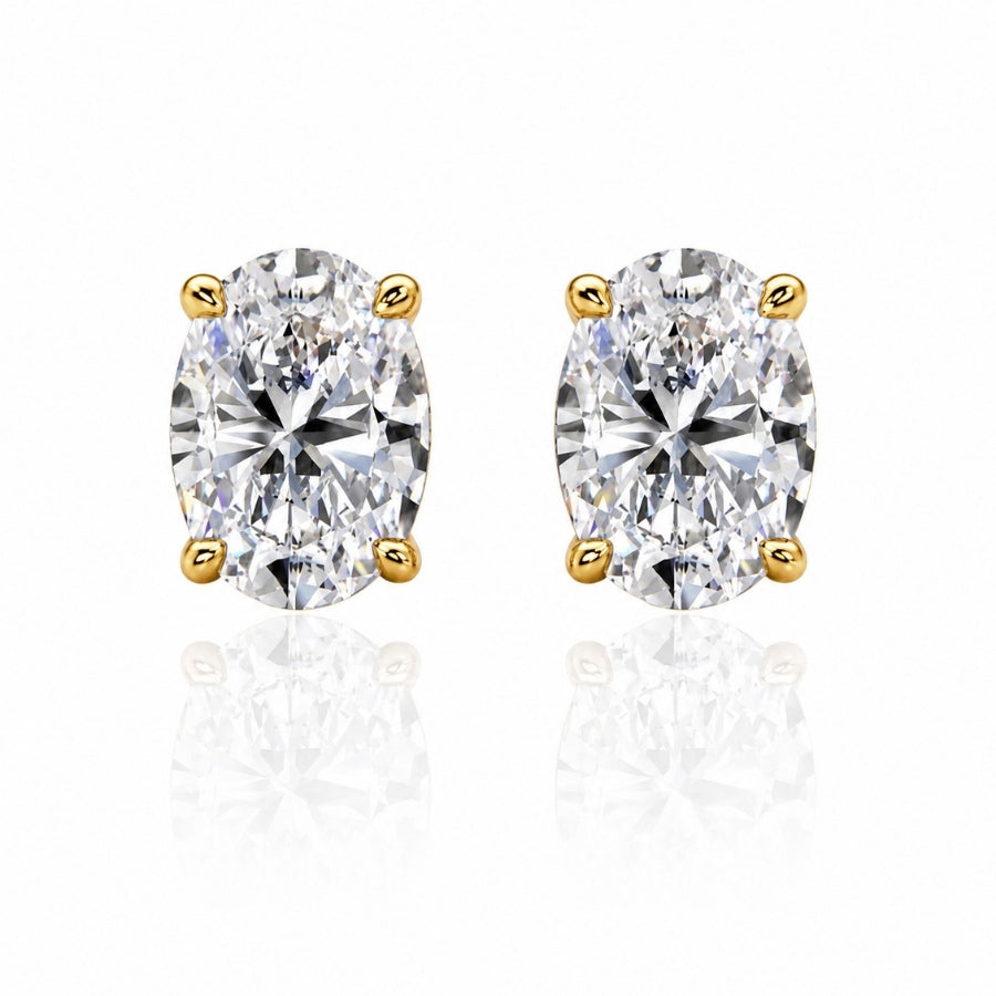 Moyla Oval Cut Moissanite Stud Earrings Gold