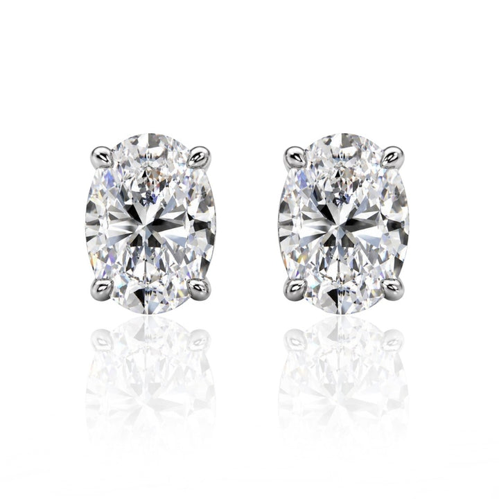 Moyla Oval Cut Moissanite Stud Earrings Silver