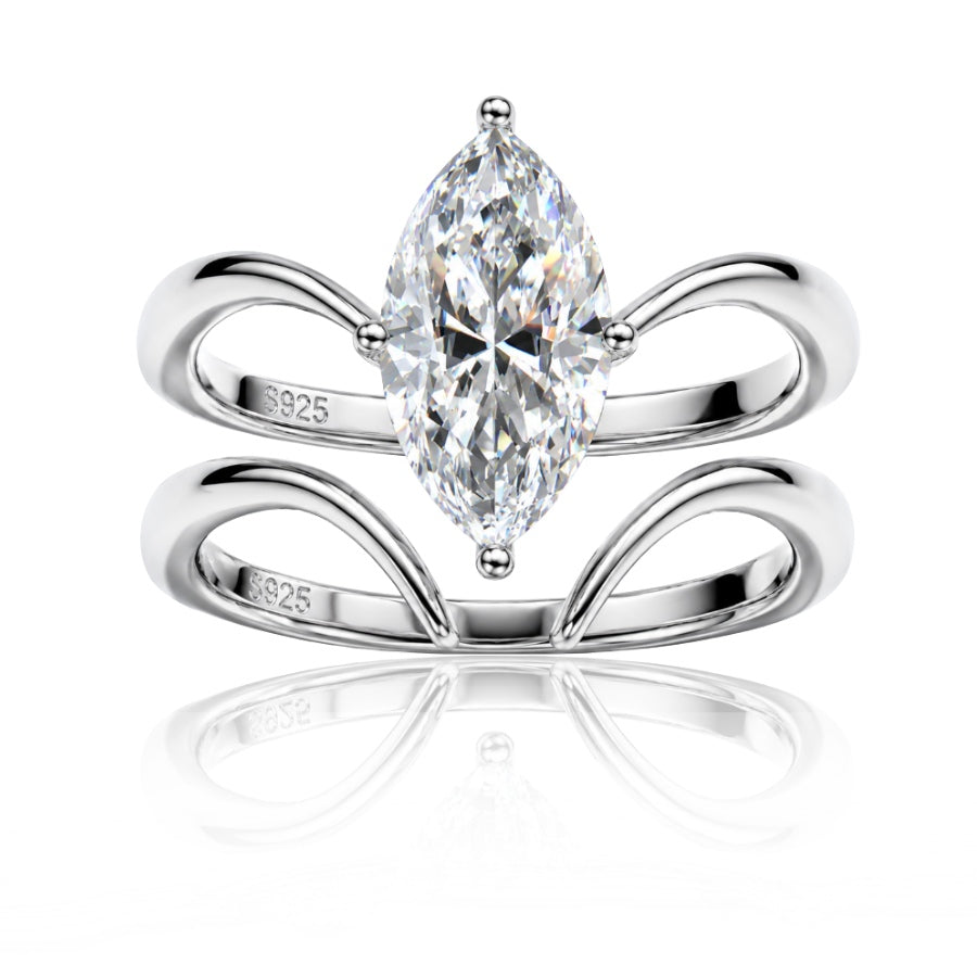 Muse Marquise Cut Ring Set Silver
