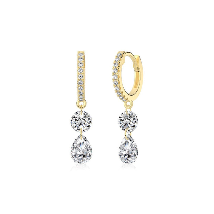 Naya Floating Stone Huggie Earrings Gold