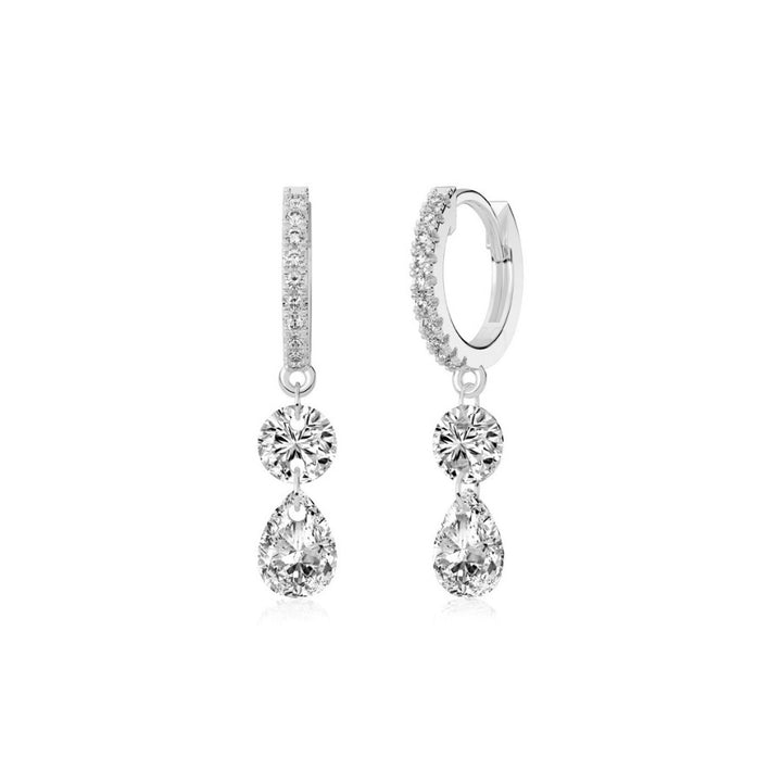 Naya Floating Stone Huggie Earrings Silver