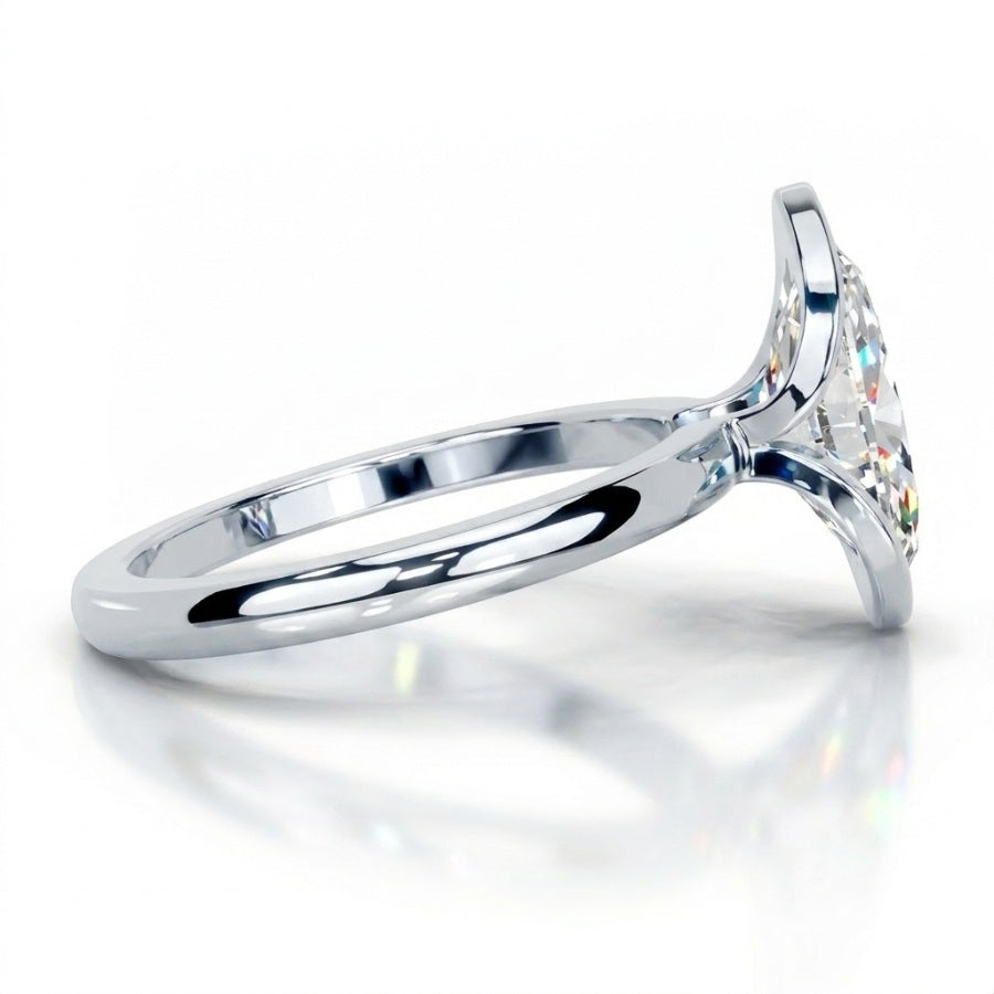 Nevi Marquise Cut Moissanite Ring Silver