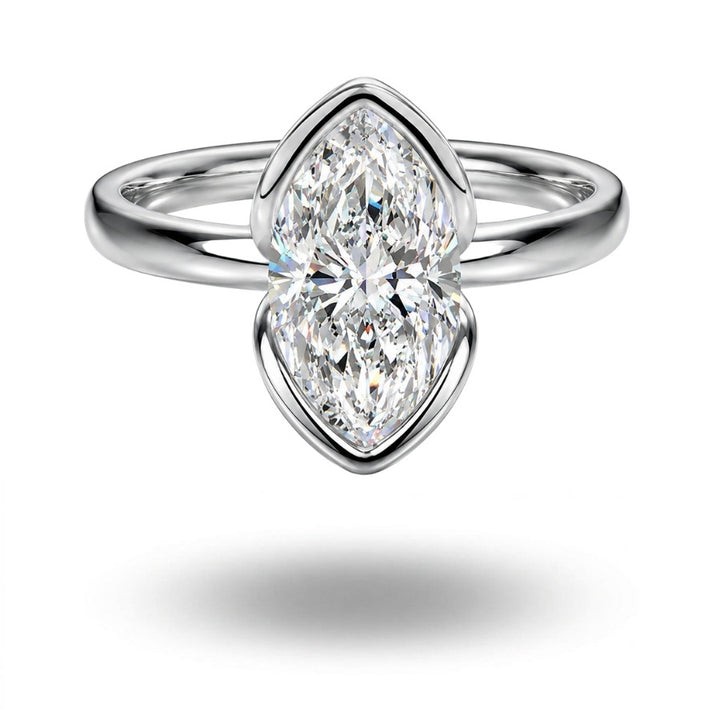 Nevi Marquise Cut Moissanite Ring Silver