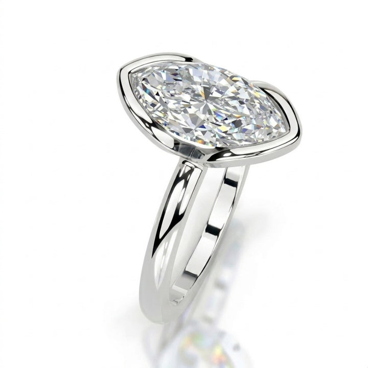 Nevi Marquise Cut Moissanite Ring Silver