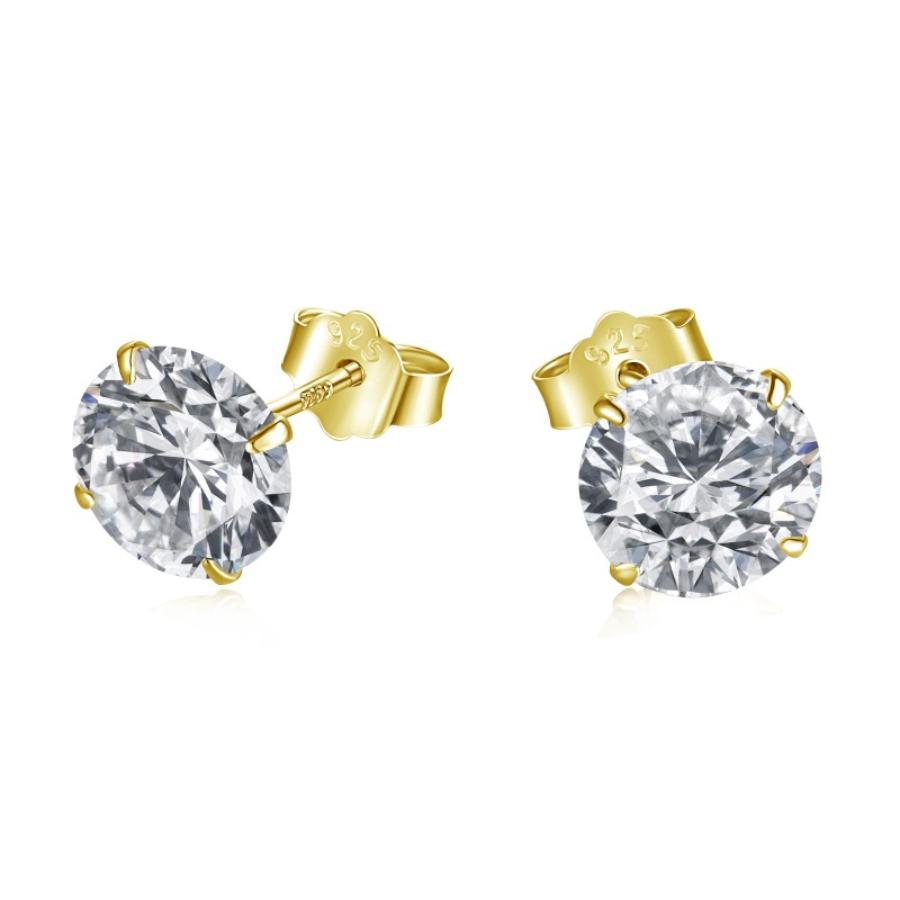 Olea Brilliant Cut Stud Earrings Gold