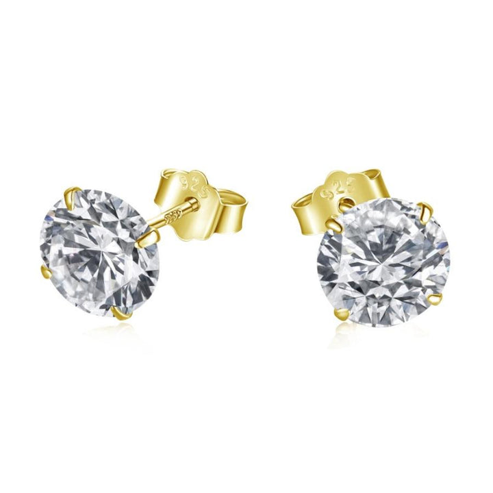 Olea Brilliant Cut Stud Earrings Gold