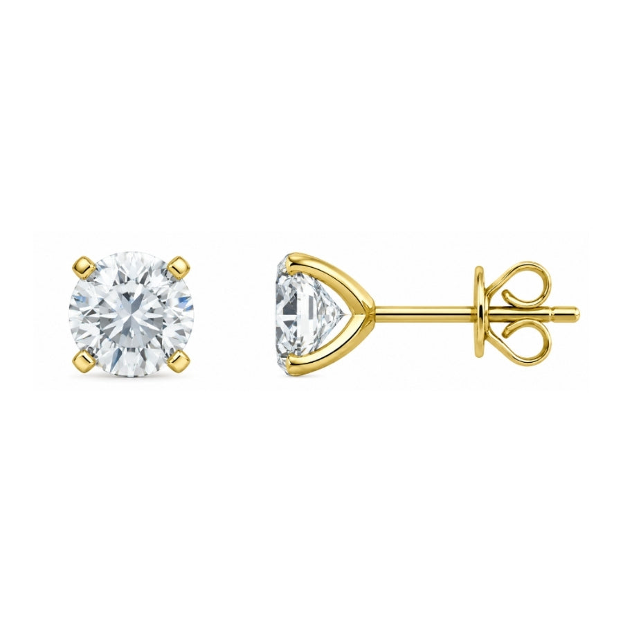 Olea Brilliant Cut Moissanite Stud Earrings Gold