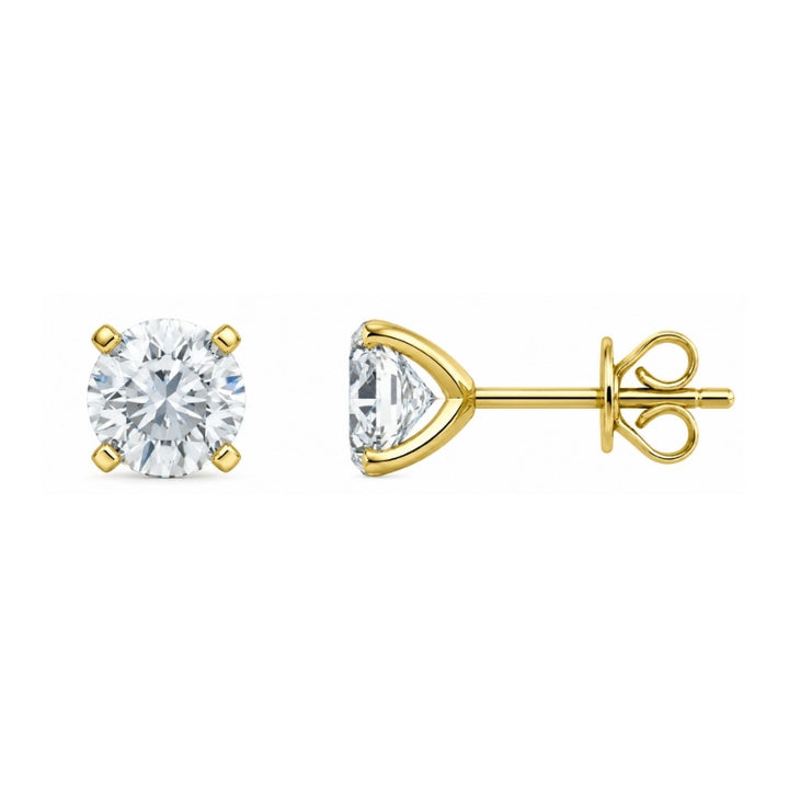 Olea Brilliant Cut Moissanite Stud Earrings Gold