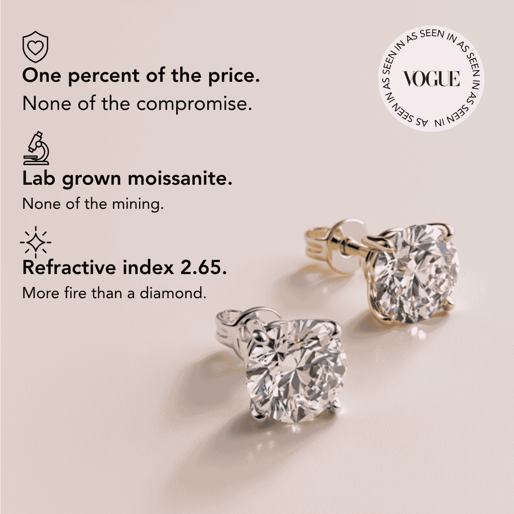 Olea Brilliant Cut Moissanite Stud Earrings Gold