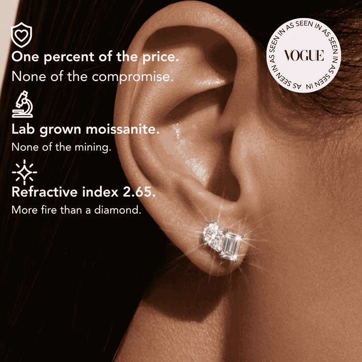 Sestria Toi et Moi Moissanite Stud Earrings Silver