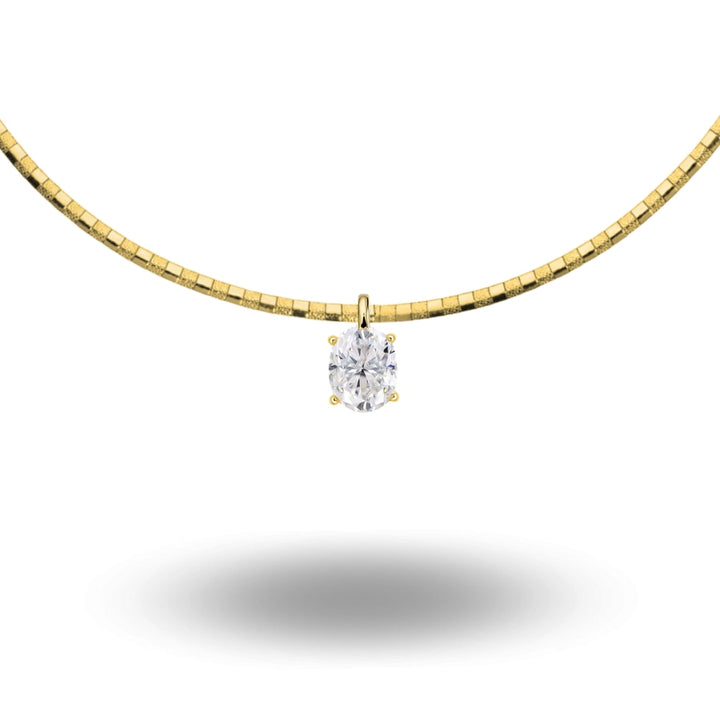 Oval Cut Moissanite Pendant Necklace Gold