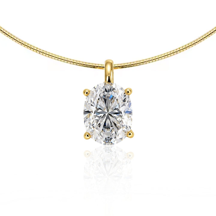 Oval Cut Moissanite Pendant Necklace Gold
