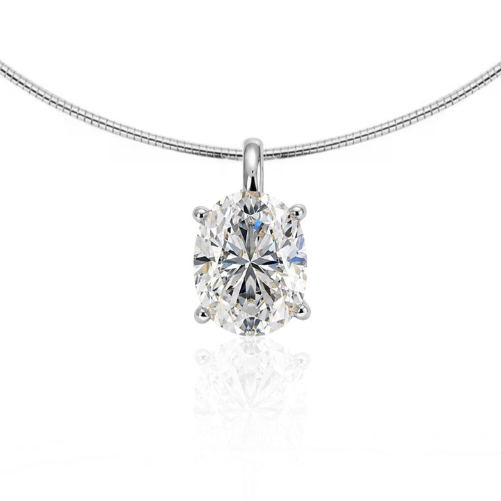 Oval Cut Moissanite Pendant Necklace Silver