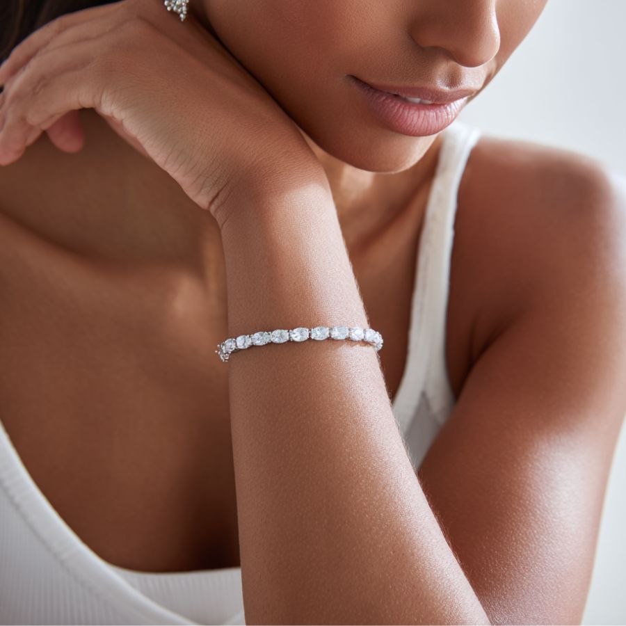 Oval Cut Tennis Bracelet Gold