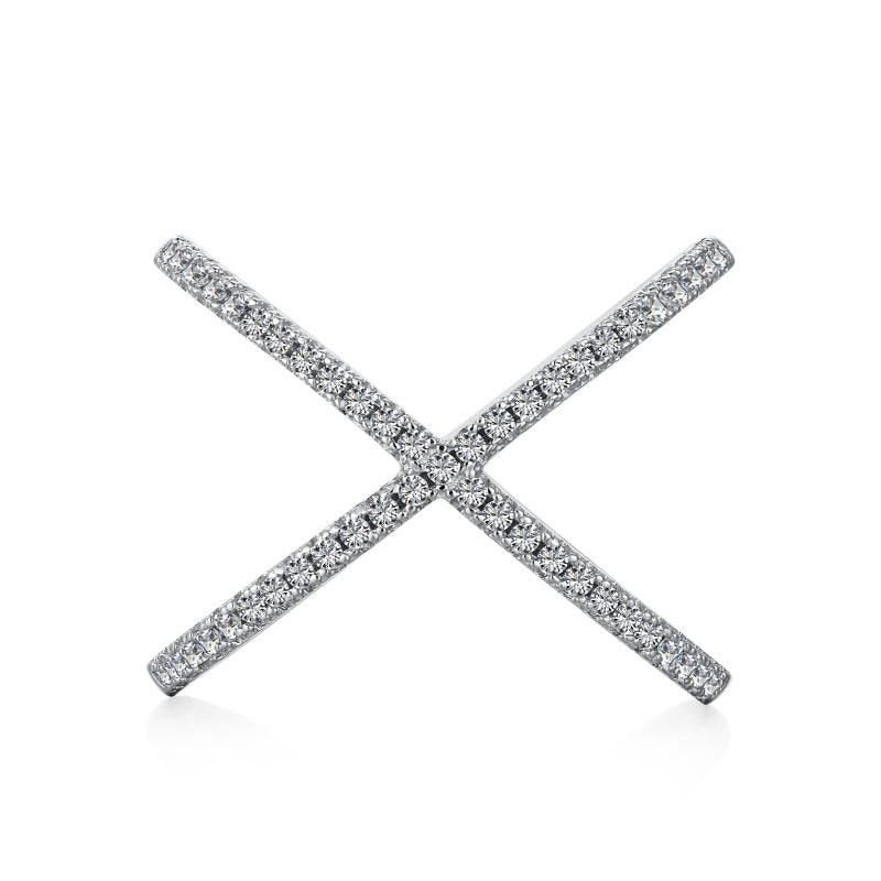 Pave Cross Ring Silver