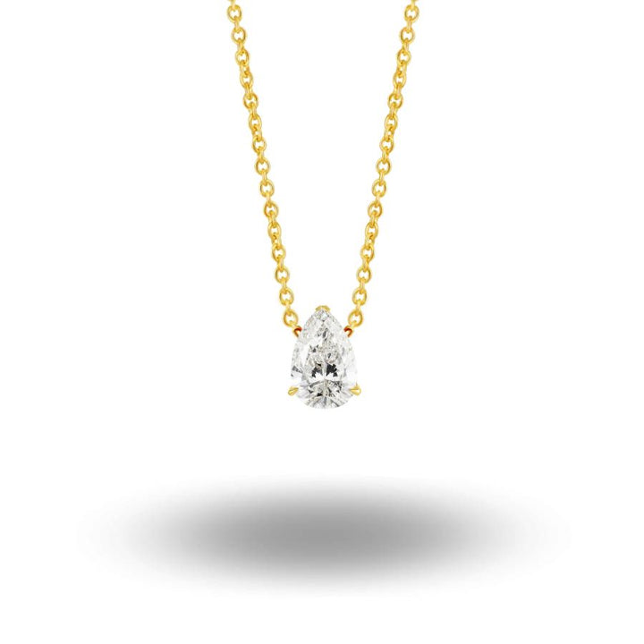 Pear Cut Solitaire Necklace Gold