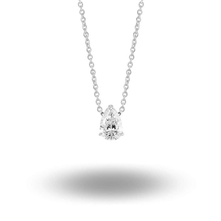 Pear Cut Solitaire Necklace Silver