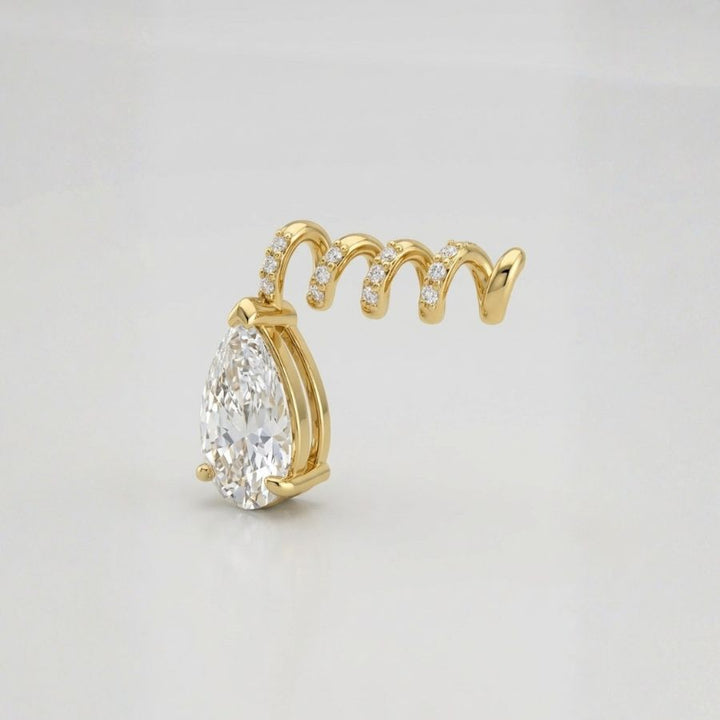 Pear Cut Spiral Moissanite Pendant Necklace Gold