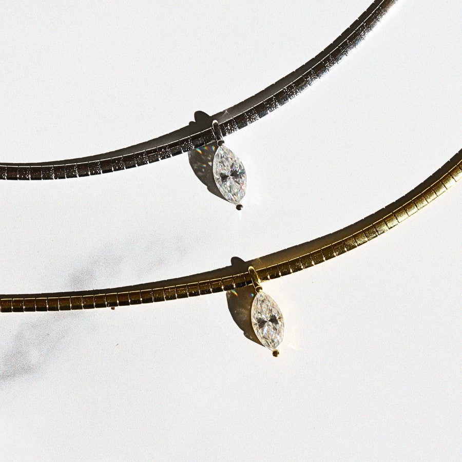 Marquise Cut Moissanite Pendant Necklace Silver