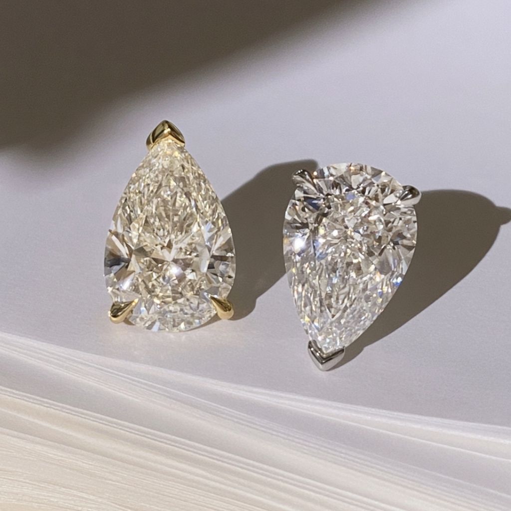Alisee Pear Cut Moissanite Stud Earrings Silver