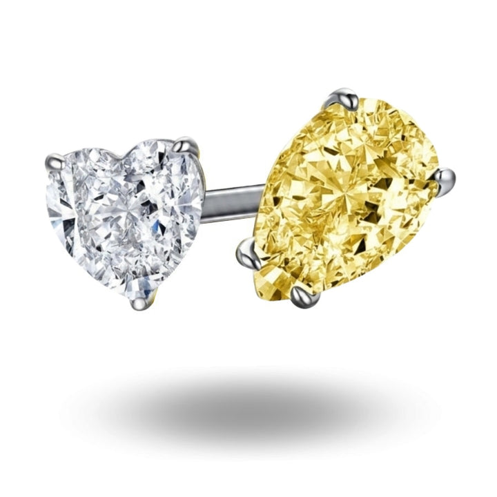 Adjustable Pear x Heart Ring Canary Yellow