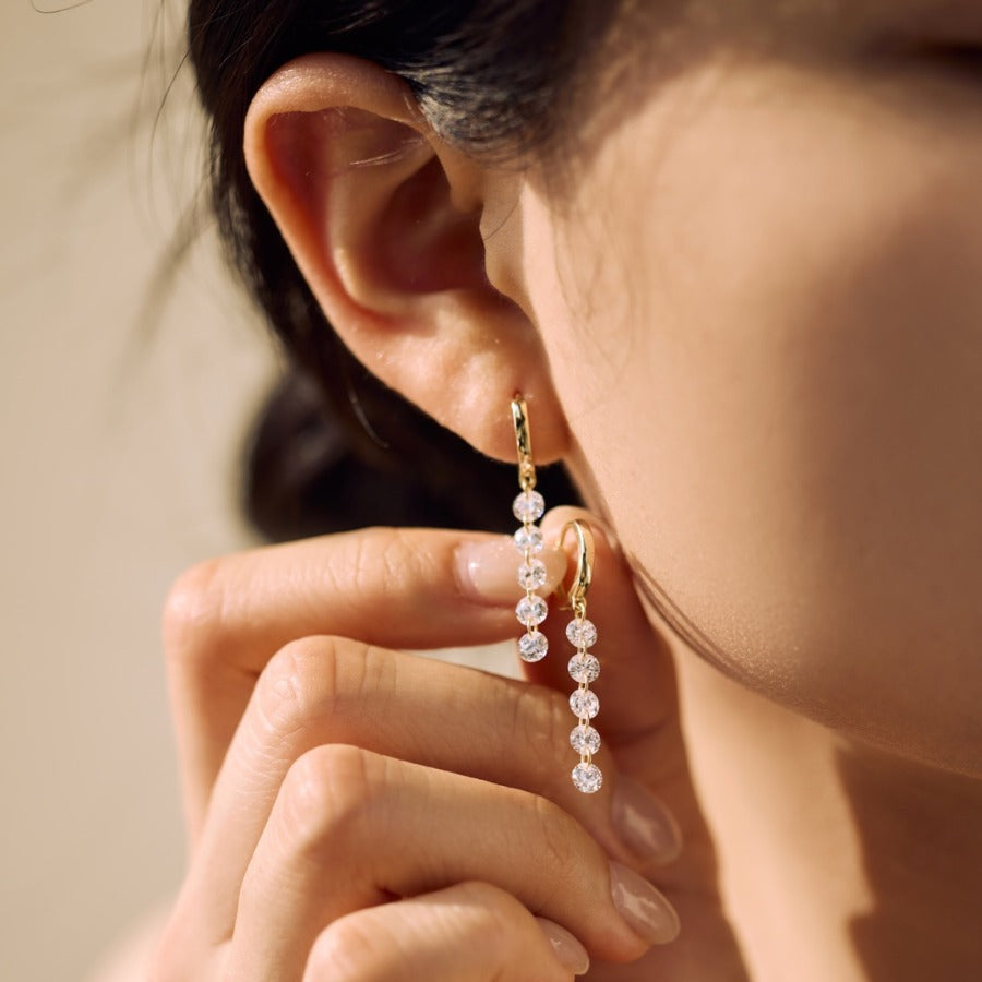 Rosa Brilliant Cut Huggie Earrings Silver