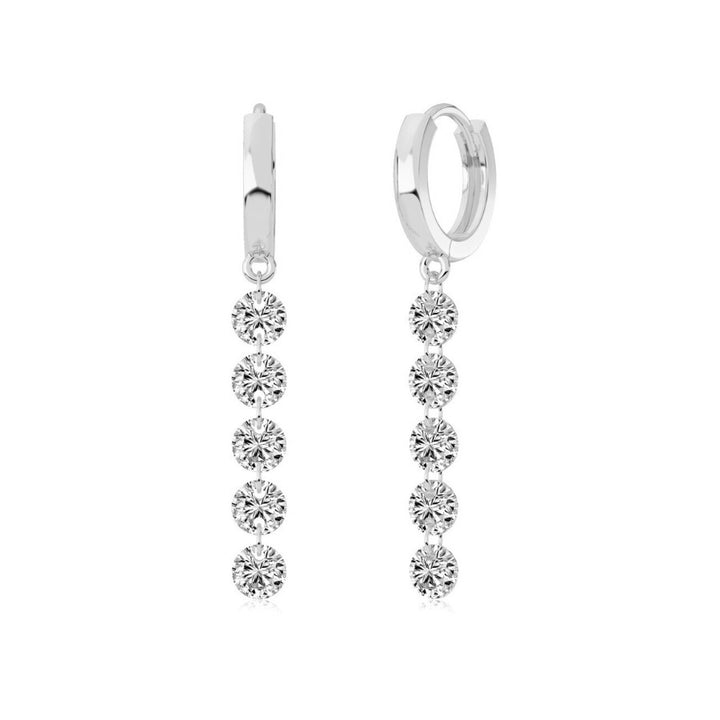 Rosa Brilliant Cut Huggie Earrings Silver