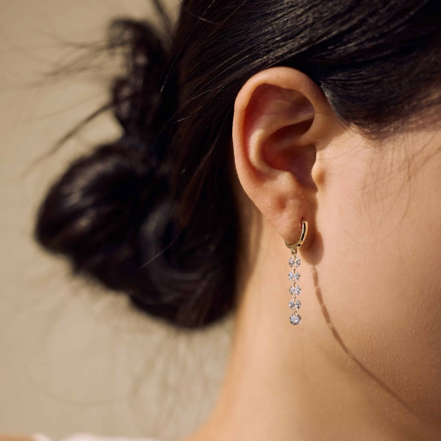 Rosa Brilliant Cut Huggie Earrings Silver