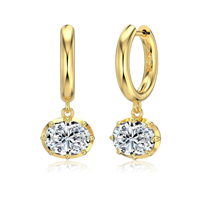 Samara East West Oval Cut Moissanite Earrings Gold