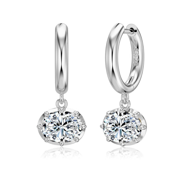 Samara East West Oval Cut Moissanite Earrings Silver